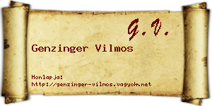 Genzinger Vilmos névjegykártya